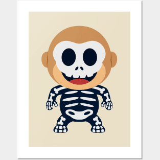 cute monkey skull halloween Posters and Art